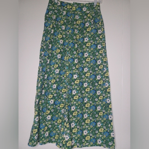 Free People Floral Blue and Yellow Maxi Skirt - Picture 1 of 13